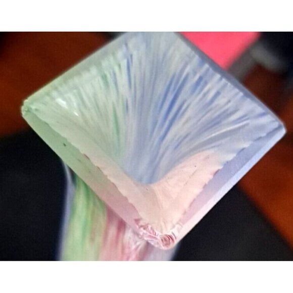 Vintage 9" Tall Square Lavorazione Murano Multicolor Hand Blown Bud Vase FLAW! - Picture 10 of 10